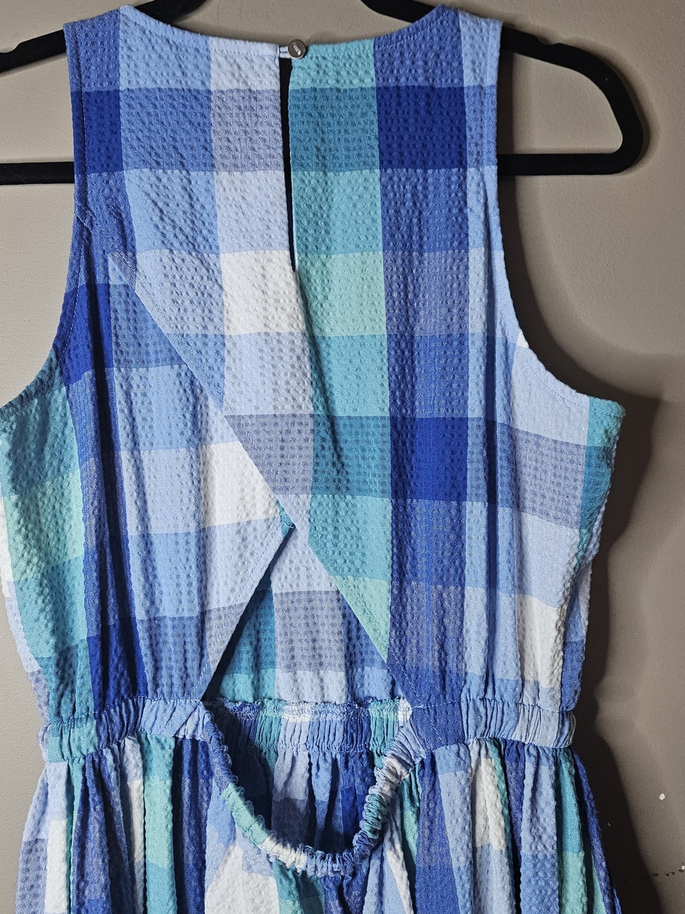 LOFT Blue & Teal Plaid Sleeveless Dress - Picture 5 of 5